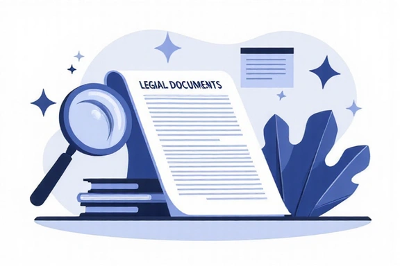 Image representing terms and conditions document with a magnifying glass